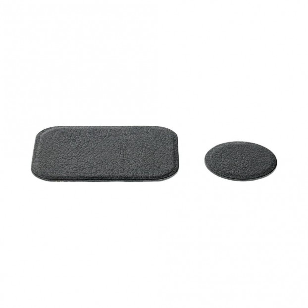 Set 2 Placute Metalice cu banda adeziva pentru suporturi auto magnetice, Piele - Negru