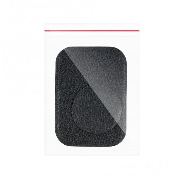 Set 2 Placute Metalice cu banda adeziva pentru suporturi auto magnetice, Piele - Negru