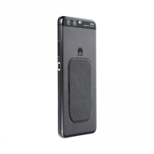 Set 2 Placute Metalice cu banda adeziva pentru suporturi auto magnetice, Piele - Negru