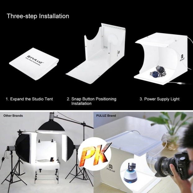 Cort Foto PULUZ PU5137 20cm LED 1100 lumeni 6 fundaluri