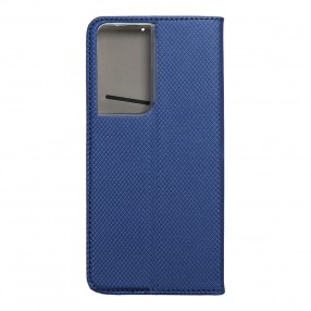 Husa Samsung Galaxy S21 Ultra Smart Book Case tip carte cu magnet - albastru