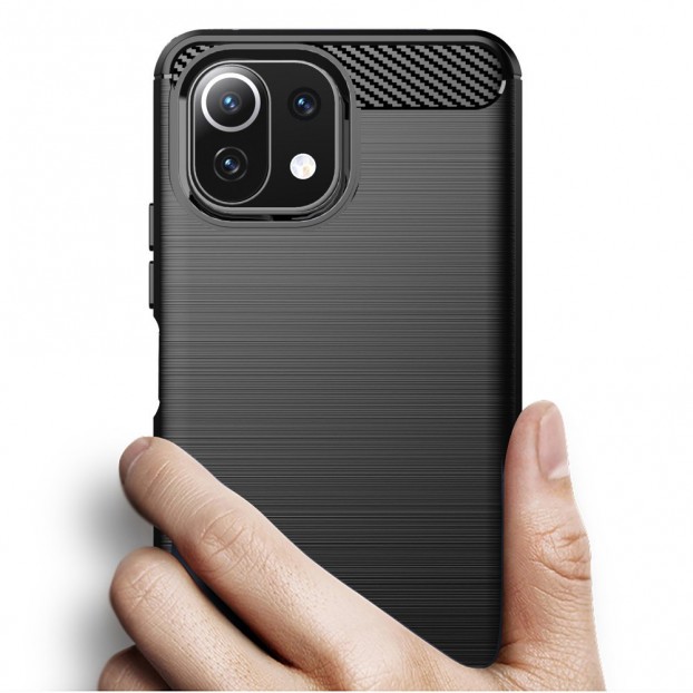 Husa Antisoc Xiaomi Mi 11 Lite Carbon - Negru Husa Antisoc Xiaomi Mi 11 Lite Carbon - Negru