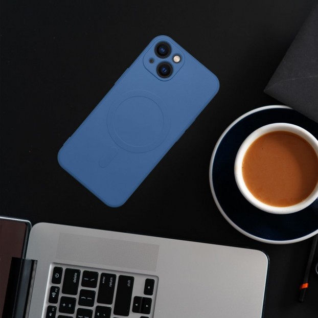 Husa iPhone 13 Pro Max Silicone Mag Cover compatibil cu MagSafe - Albastru