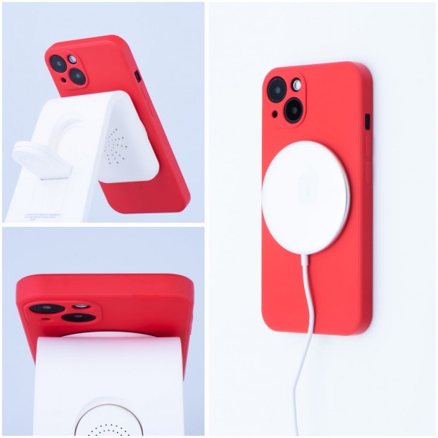 Husa iPhone 13 Pro Max Silicone Mag Cover compatibil cu MagSafe - Rosu