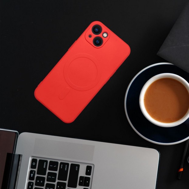 Husa iPhone 13 Silicone Mag Cover compatibil cu MagSafe - Rosu