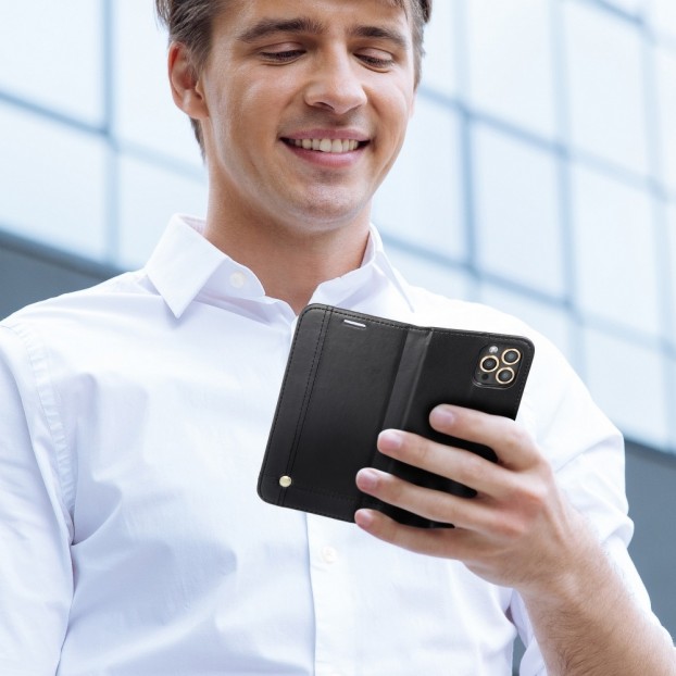 Husa Xiaomi Mi 11 Prestige Book tip carte cu magnet, piele ecologica - negru Husa Xiaomi Mi 11 Prestige Book tip carte cu magnet, piele ecologica - negru