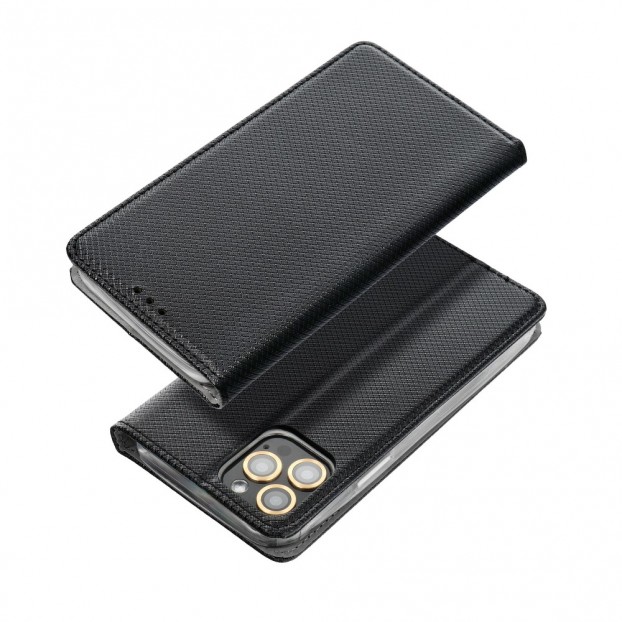 Husa Motorola E7 Plus Smart Book Case tip carte cu magnet - negru