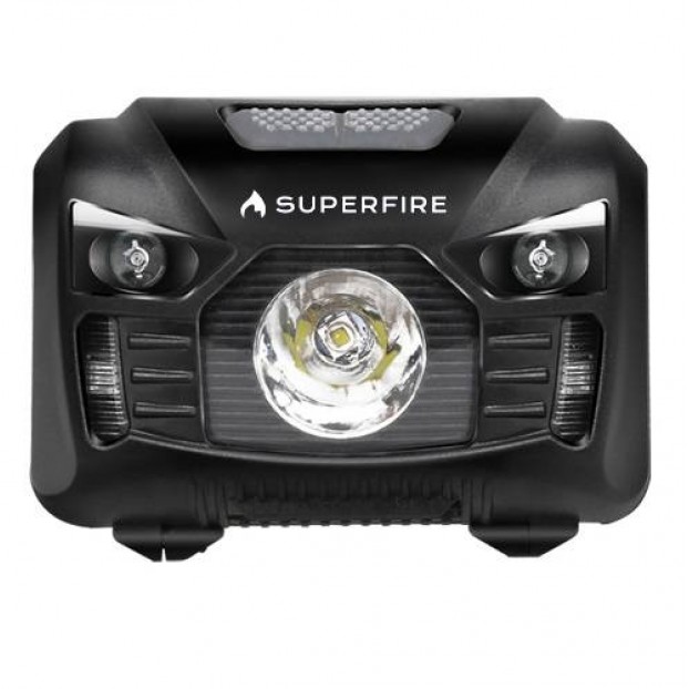 Lanterna Frontala LED SUPERFIRE HL06 cu acumulator, Senzor No Touch - Negru