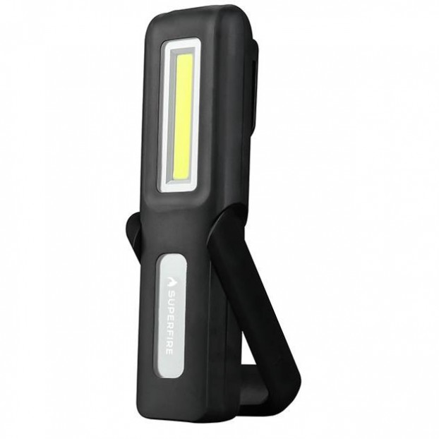 Proiector LED Portabil SUPERIFRE G6, 3W, 2 lumini, Micro USB, IP53, Magnetic - Negru